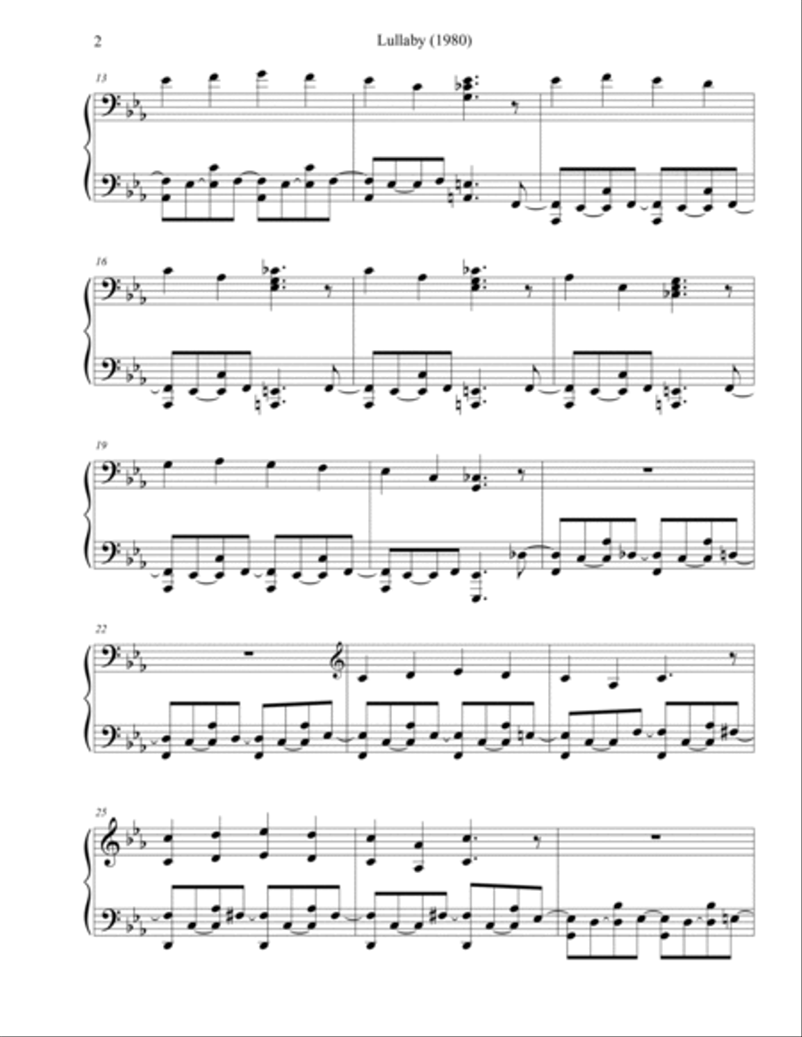 Lullaby (1980) Piano Solo scores gallery preview page 2