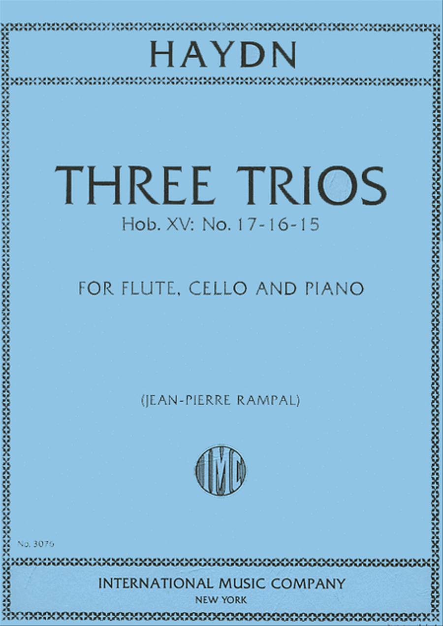 Three Trios (F,D,G) For Flute, Cello & Piano Flute scores gallery preview page 1