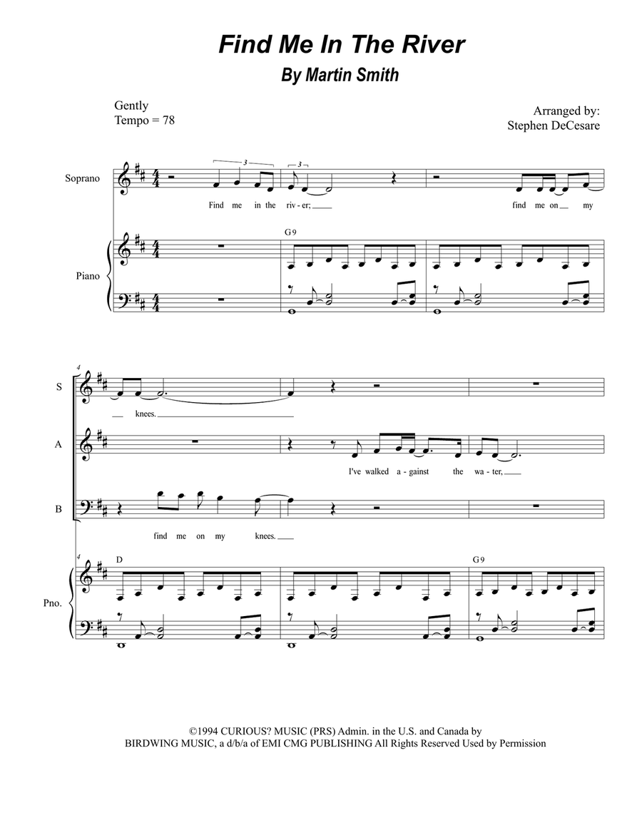 Find Me In The River 3-Part scores gallery preview page 1