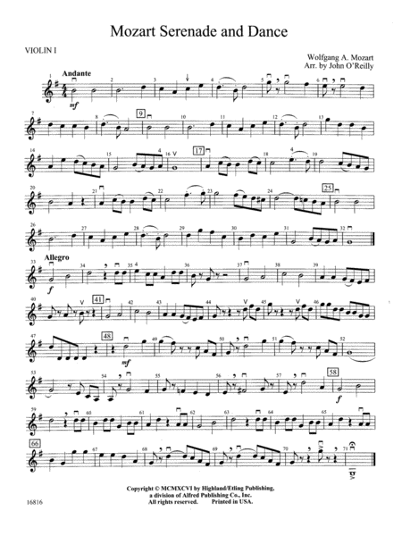 Mozart Serenade and Dance: 1st Violin
