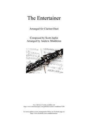 Book cover for The Entertainer arranged for Clarinet Duet