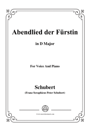 Schubert-Abendlied der Fürstin,in D Major,for Voice and Piano
