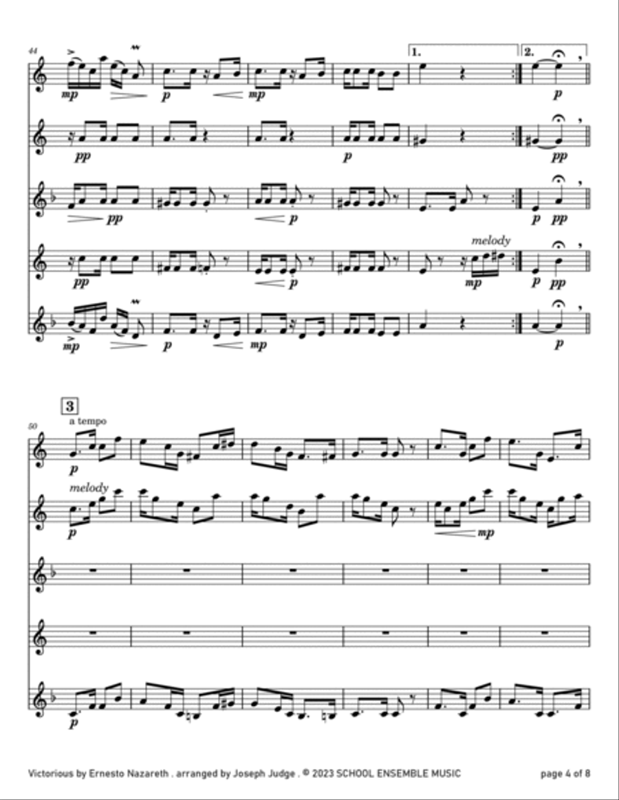 Victorious by Nazareth for Saxophone Quartet in Schools Saxophone Quartet scores gallery preview page 4