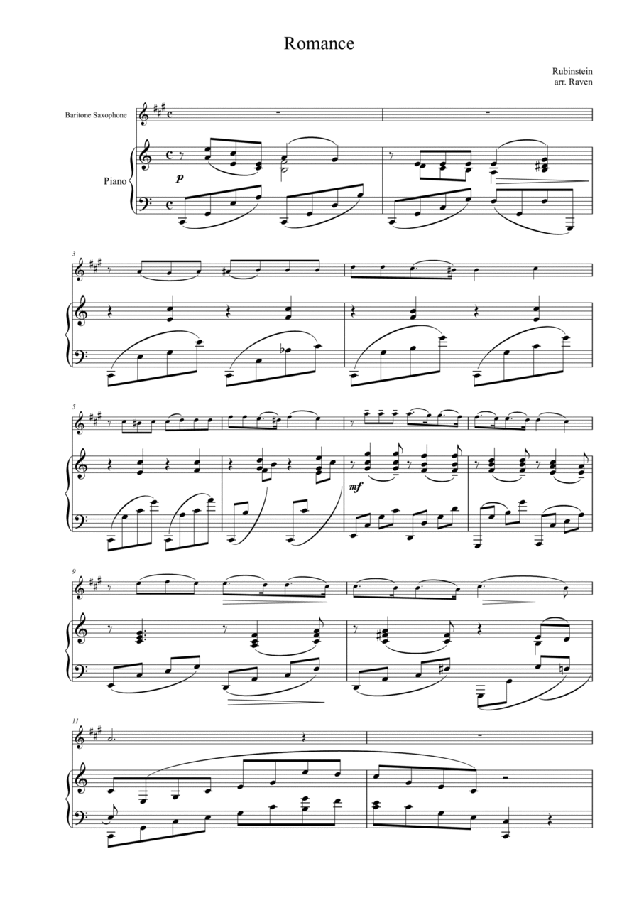 Romance Baritone Saxophone scores gallery preview page 1