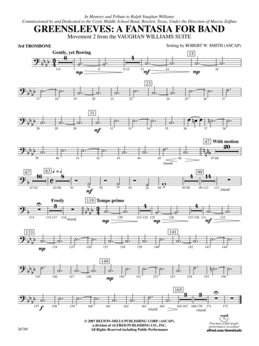 Greensleeves: A Fantasia for Band: 3rd Trombone