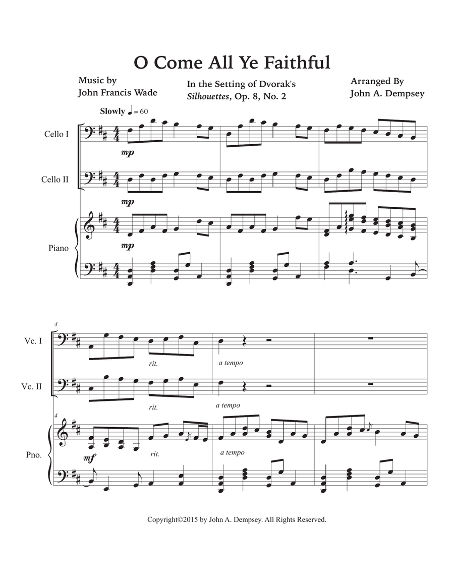 O Come All Ye Faithful (Trio for Two Cellos and Piano) String Duet scores gallery preview page 5