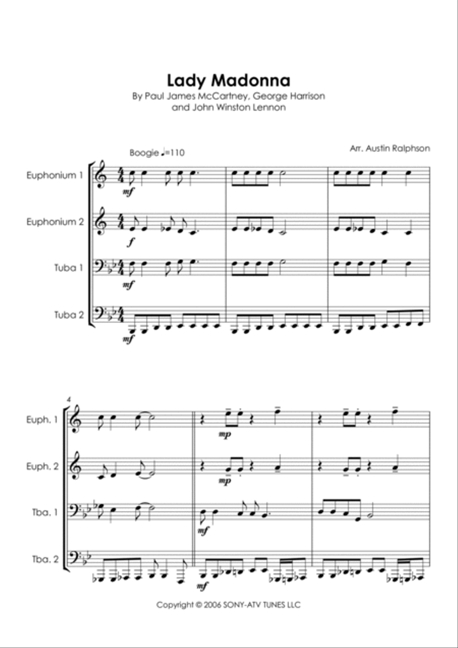 Lady Madonna Brass Ensemble scores gallery preview page 5