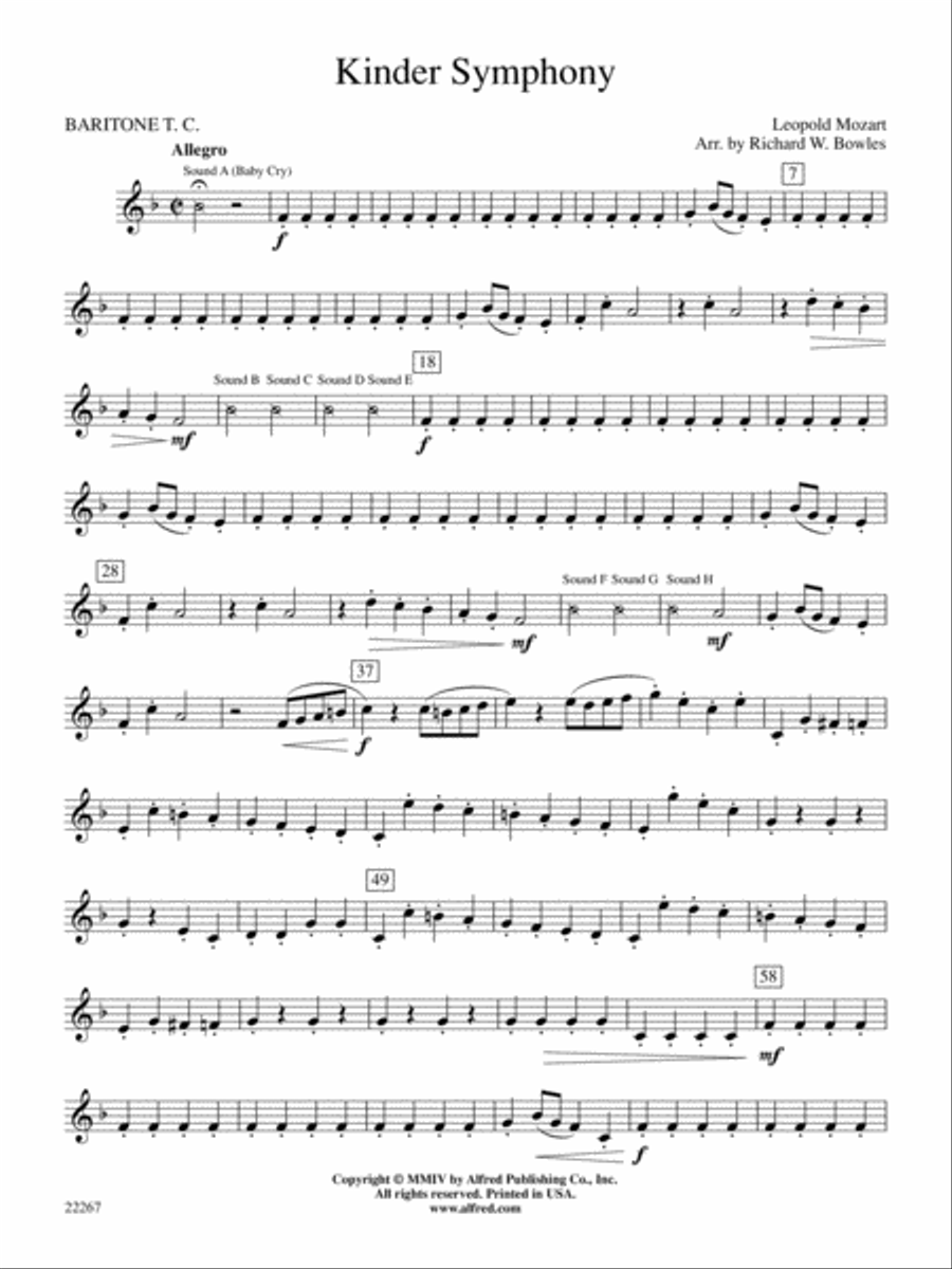 Kinder Symphony: Baritone T.C. Concert Band scores gallery preview page 1