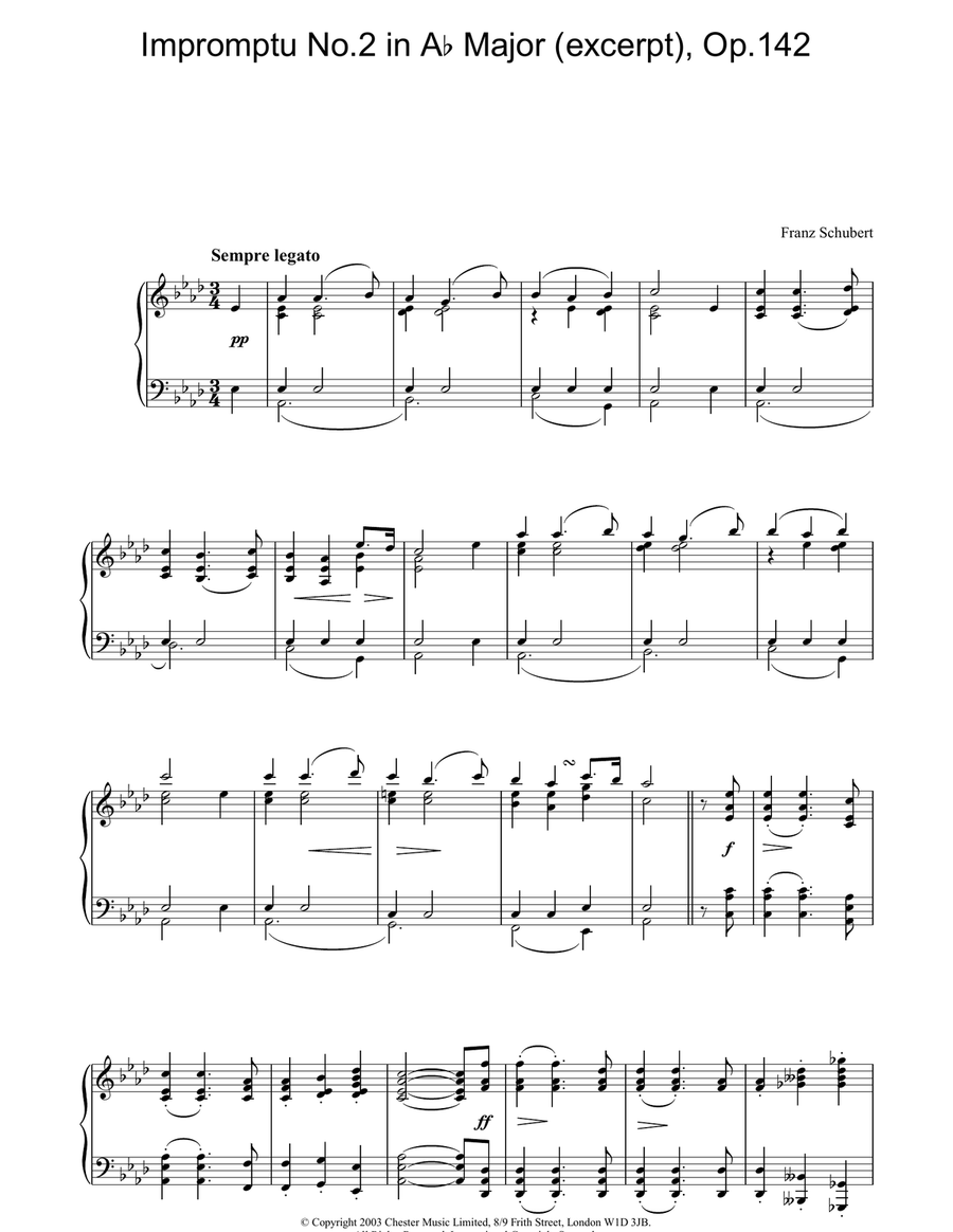 Impromptu No.2 in Ab Major (excerpt), Op.142 Piano Solo scores gallery preview page 1
