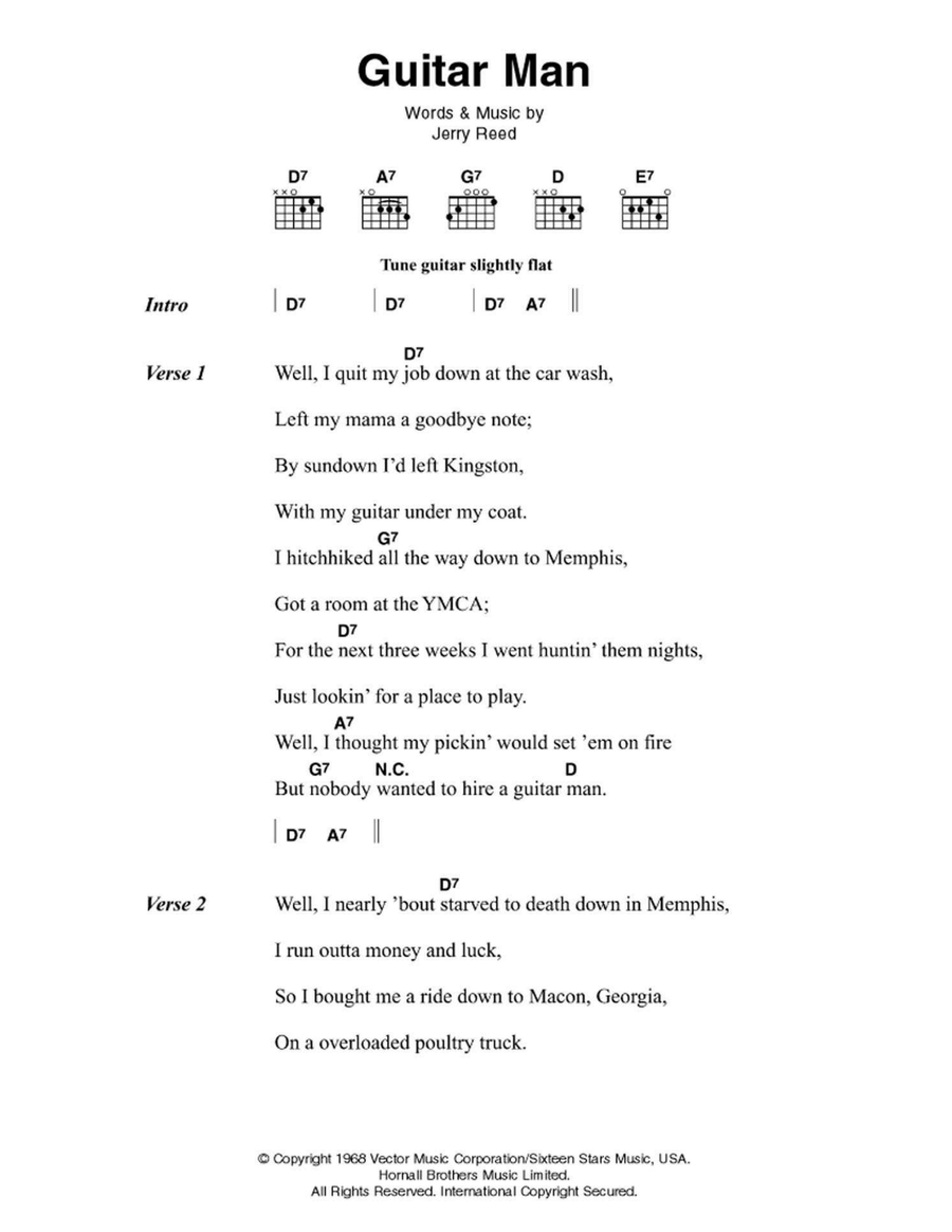 Guitar Man Easy Guitar scores gallery preview page 1