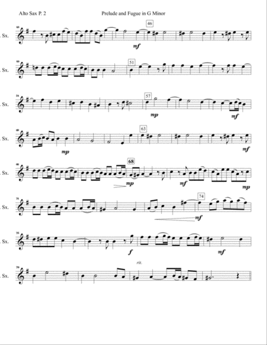 Prelude and Fugue in G Minor Woodwind Quartet scores gallery preview page 6