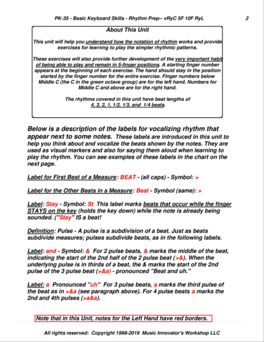 PK-35 - Basic Keyboard Skills - Focus on Rhythm Piano Method scores gallery preview page 2