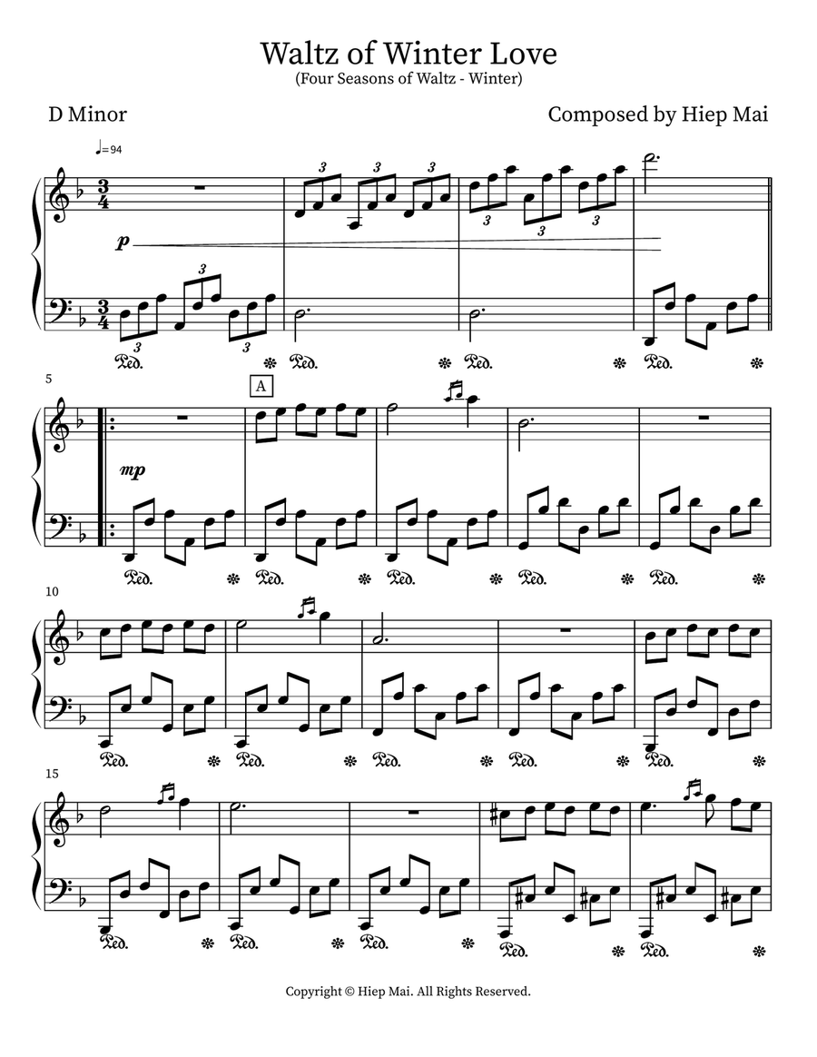 Waltz of Winter Love Waltz of Winter Love Piano scores gallery preview page 1
