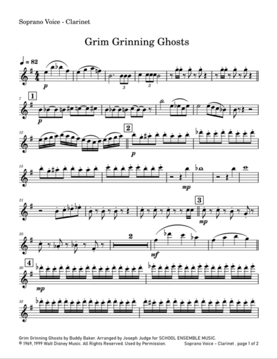 Grim Grinning Ghosts Clarinet Quartet scores gallery preview page 6