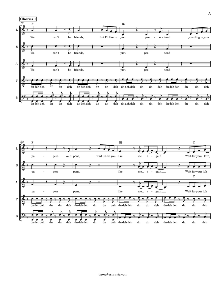 We Can't Be Friends (Wait For Your Love) 4-Part scores gallery preview page 4