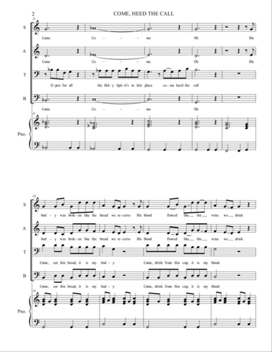 Come, Heed the Call 4-Part scores gallery preview page 2