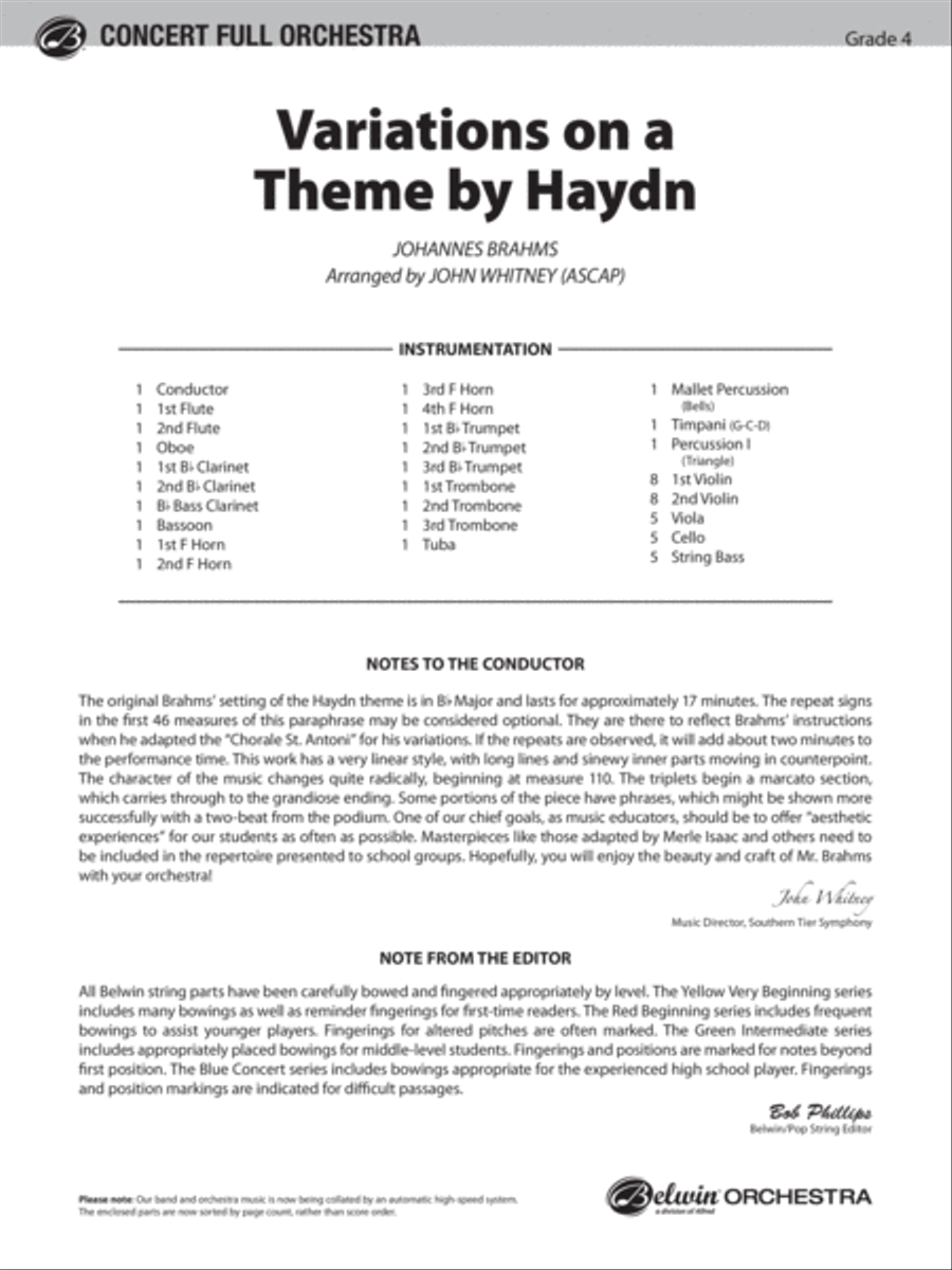 Variations on a Theme by Haydn: Score Full Orchestra scores gallery preview page 1