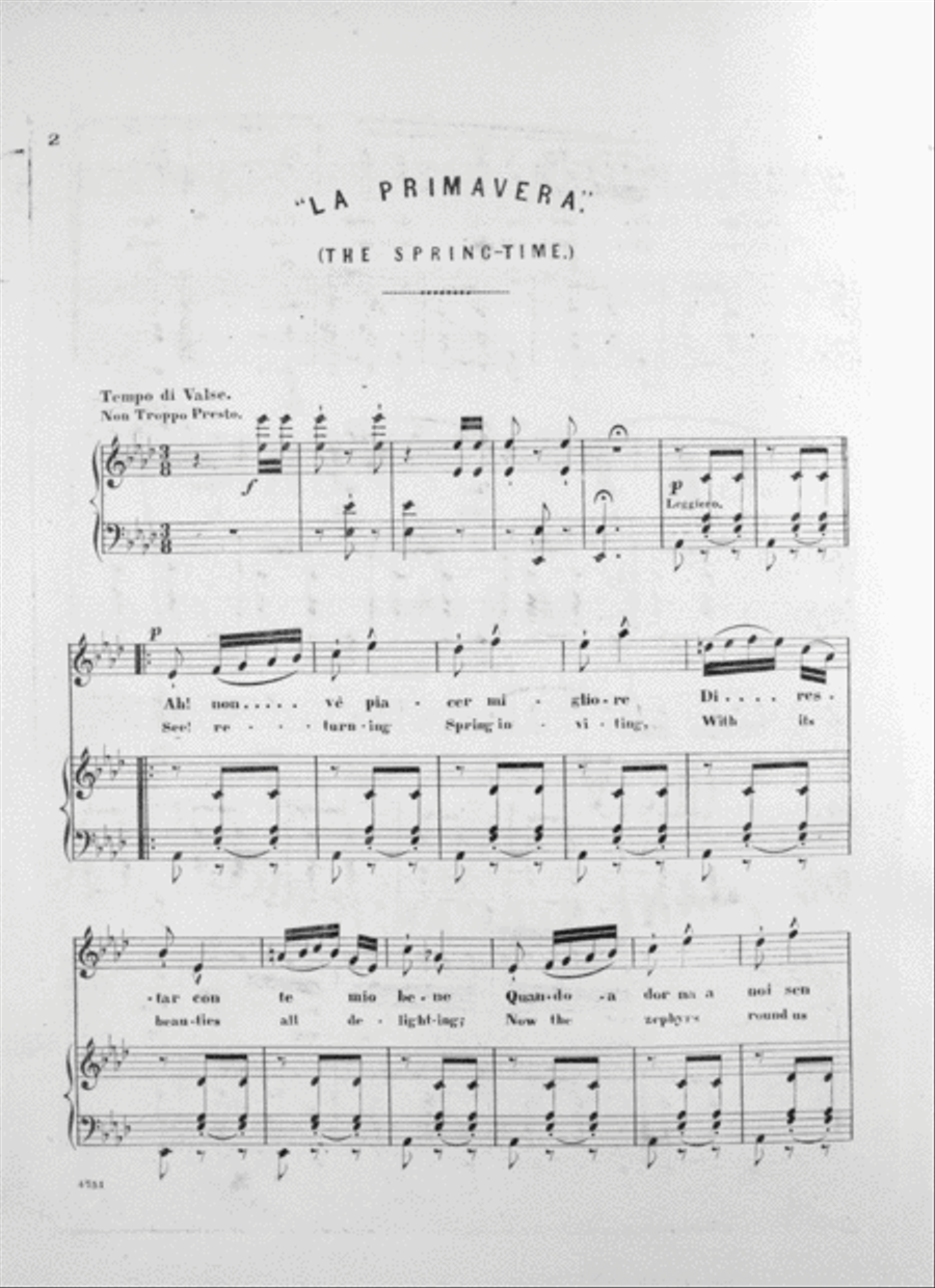 La Primavera (The Spring time). Aria. Tempo Di Valse Voice Solo scores gallery preview page 2