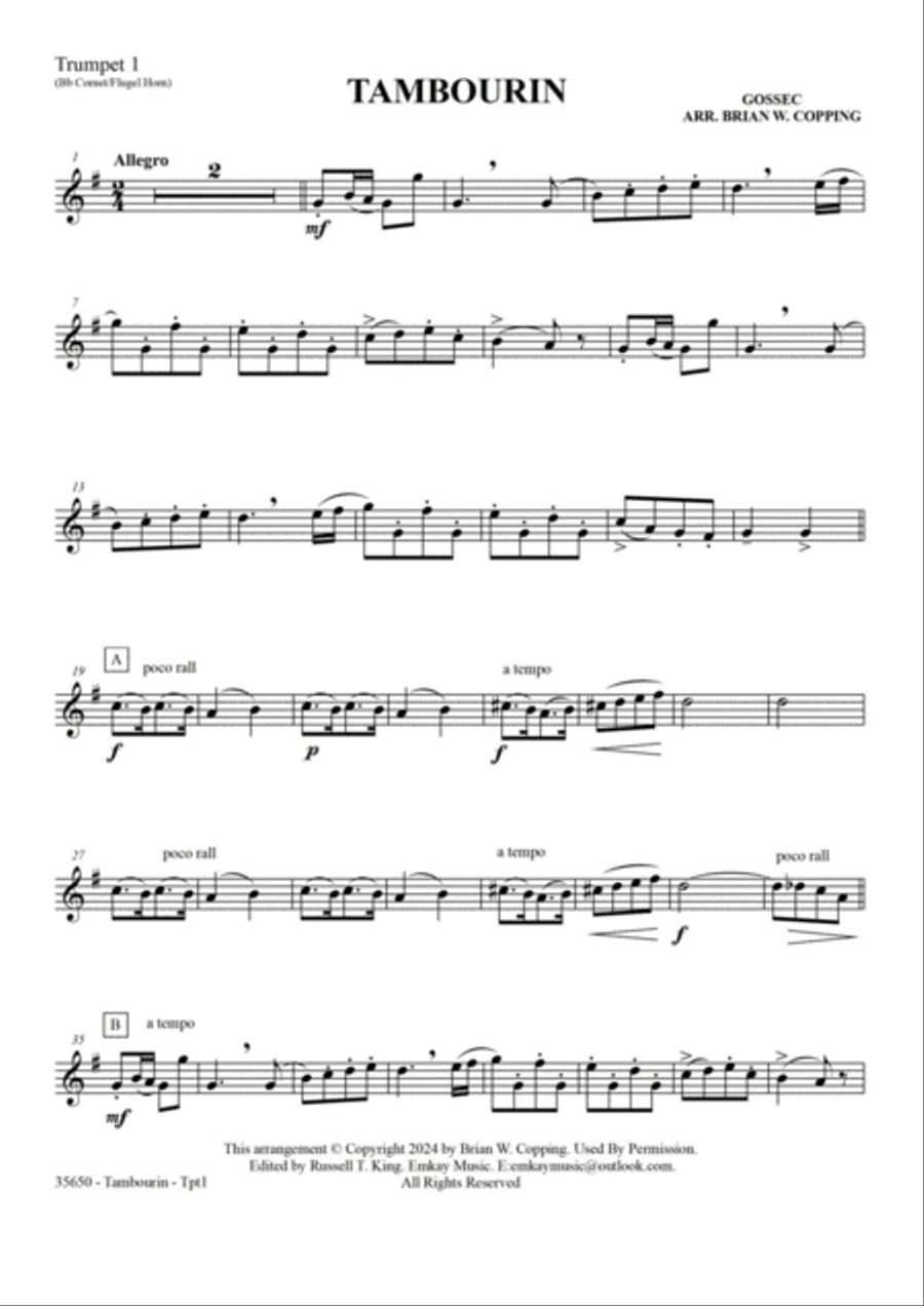 TAMBOURIN – BRASS QUARTET Brass Quartet scores gallery preview page 6