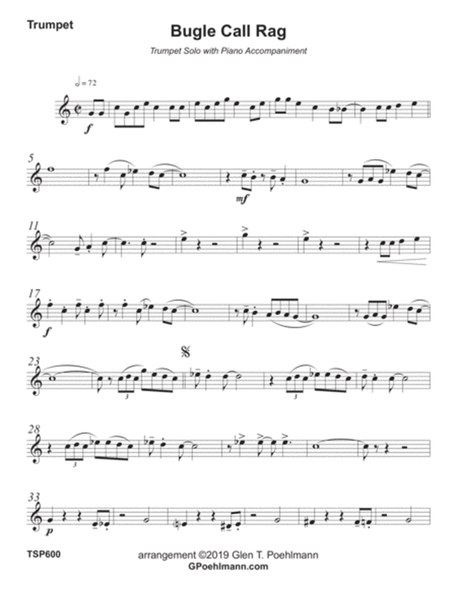 BUGLE CALL RAG - TRUMPET SOLO with Piano Accompaniment image number null