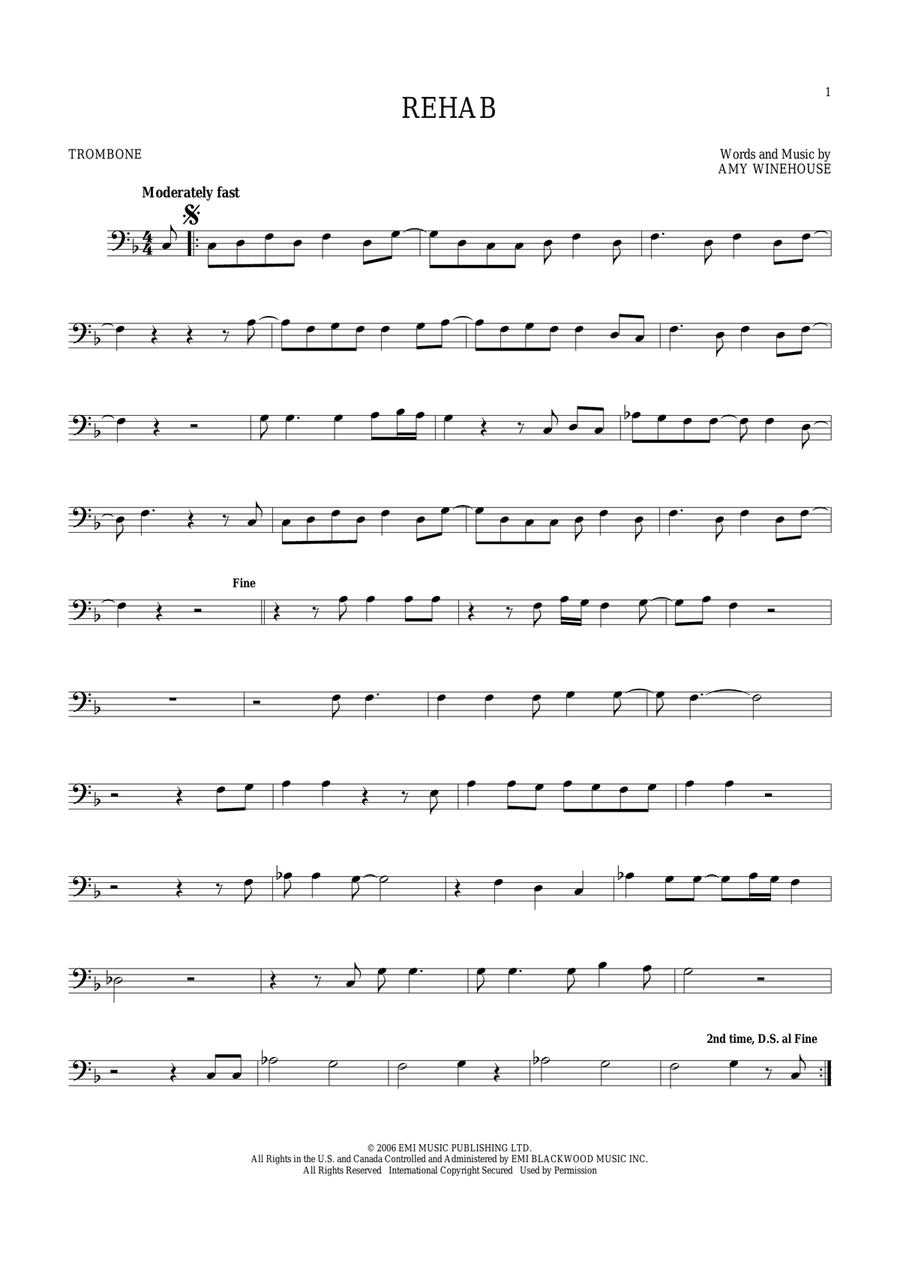 Rehab Rehab Trombone Solo scores gallery preview page 1