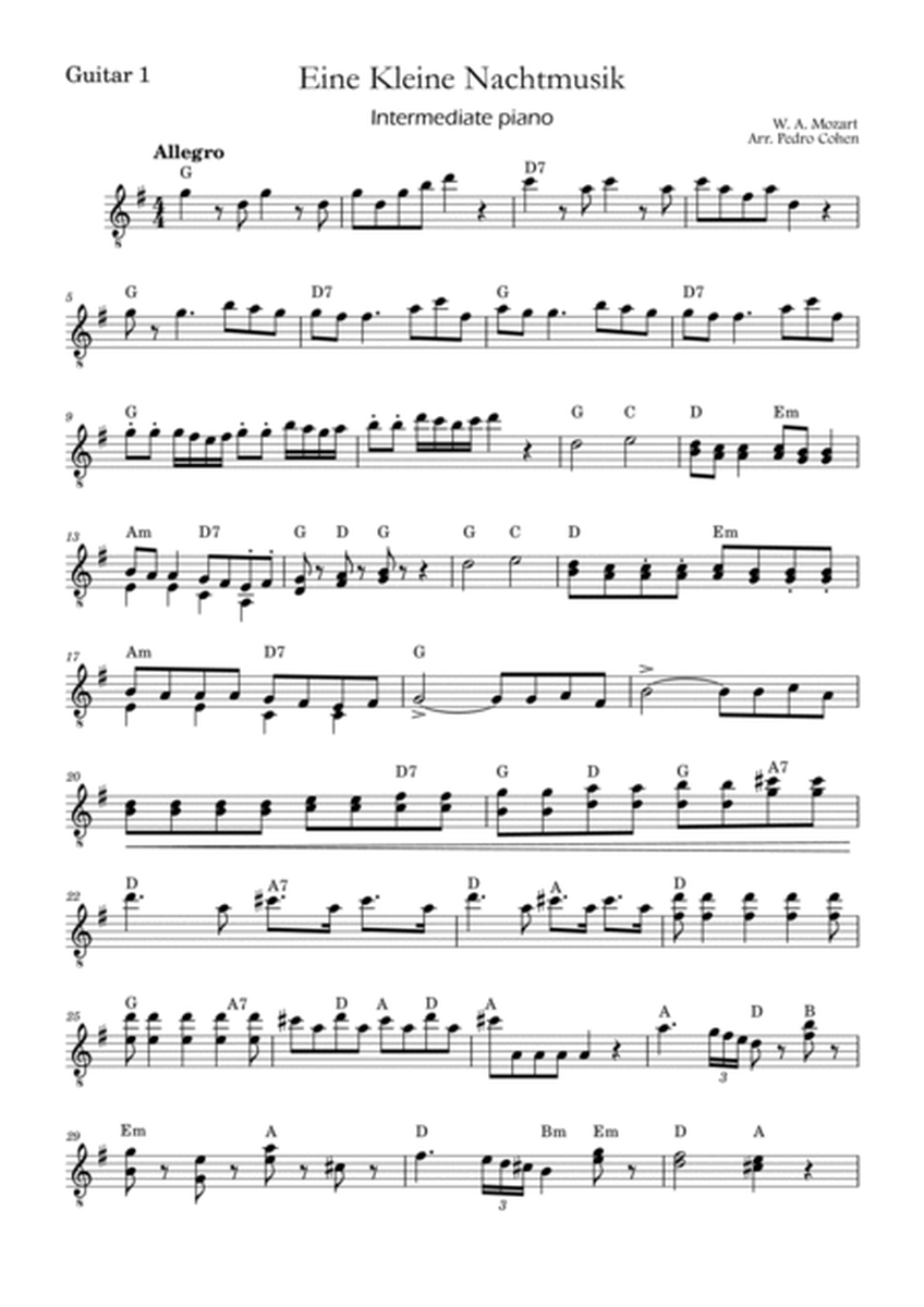 Eine Kleine Nachtmusik - guitar version w/ chords (atraditional notation only) image number null