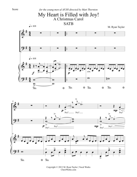 My Heart is Filled with Joy : a Christmas Carol for SATB Choir & Piano image number null