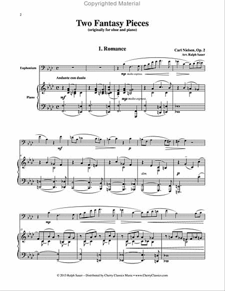 Two Fantasy Pieces, Op. 2 for Euphonium & Piano Euphonium scores gallery preview page 4