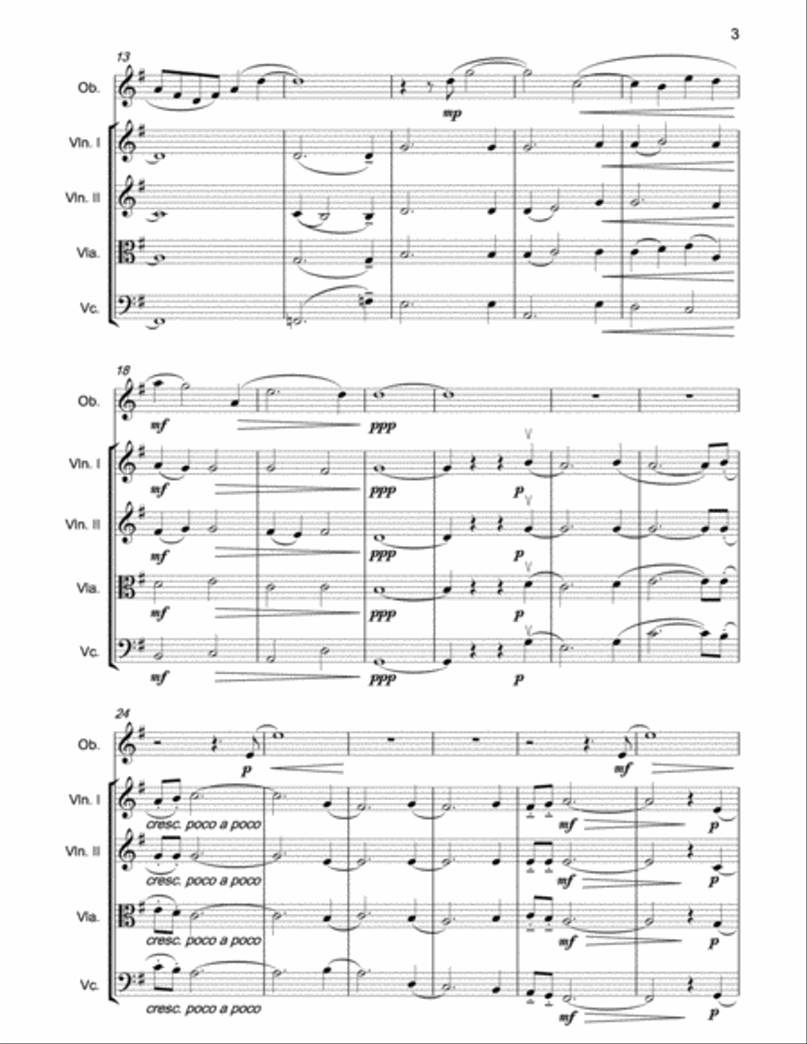 STANFORD The Blue Bird for oboe and string quartet Chamber Orchestra scores gallery preview page 3
