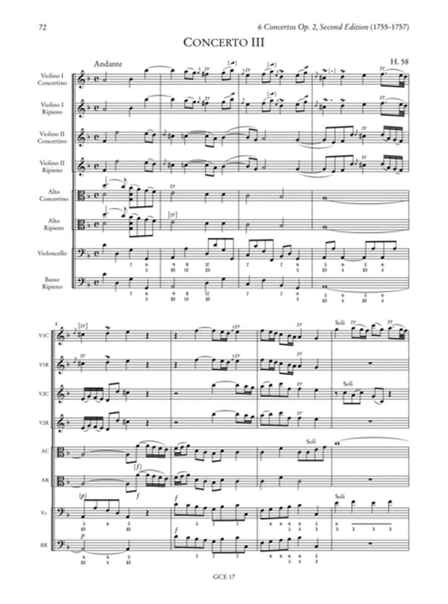 6 Concertos Op. 2 (Second edition, 1755-1757) (H. 56-60). Critical Edition