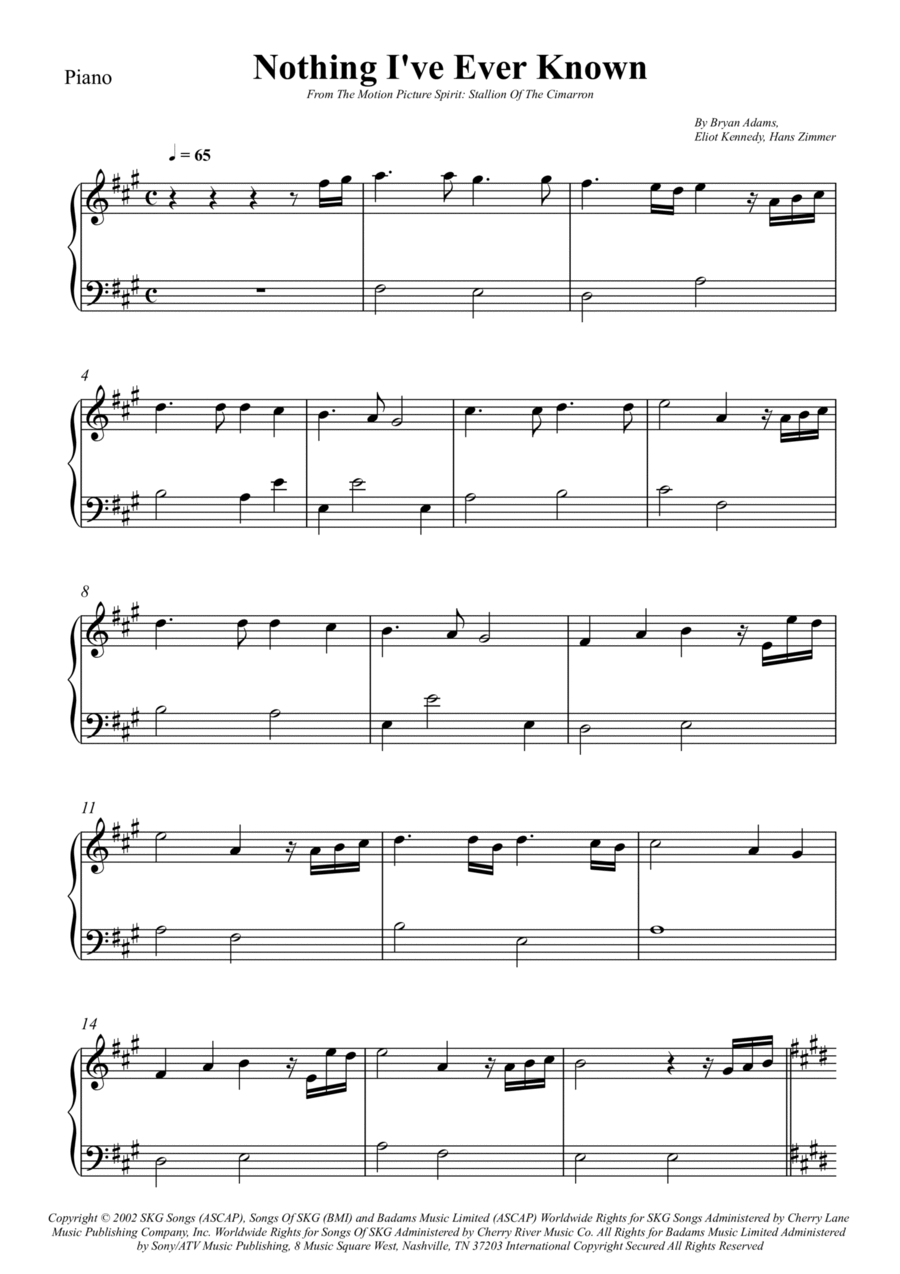 Nothing I've Ever Known Nothing I've Ever Known Piano Solo scores gallery preview page 1