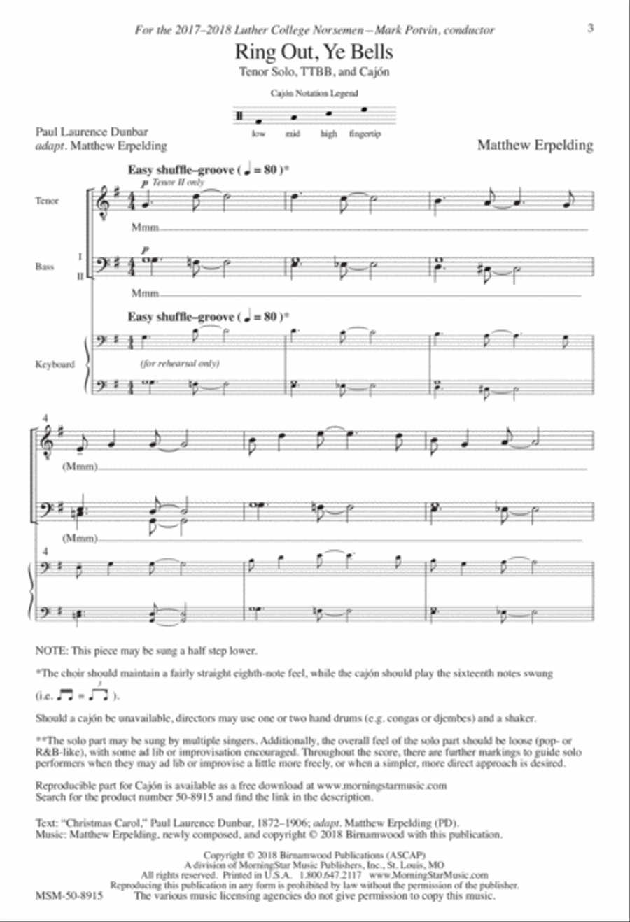 Ring Out, Ye Bells TTBB scores gallery preview page 2