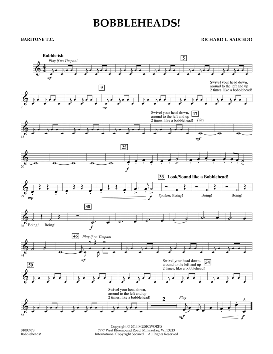 Bobbleheads! - Baritone T.C. Concert Band scores gallery preview page 1