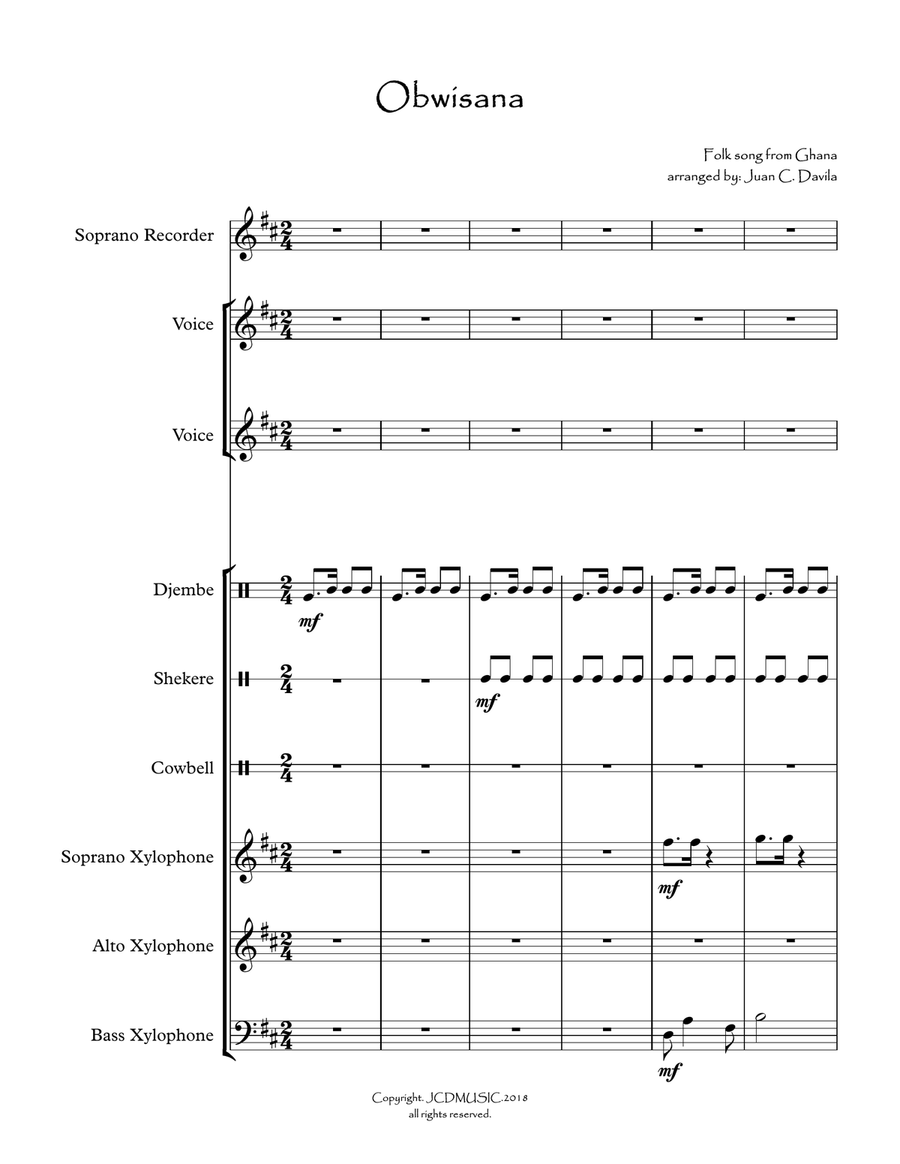 Obwisana (For Orff Ensemble) Large Ensemble scores gallery preview page 1