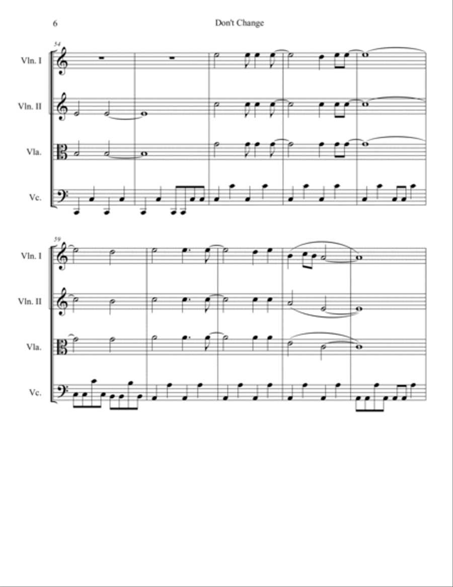 Don't Change Don't Change String Quartet scores gallery preview page 6