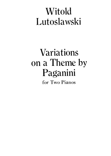 Witold Lutoslawski - Variations on a Theme of Paganini 4 hands piano