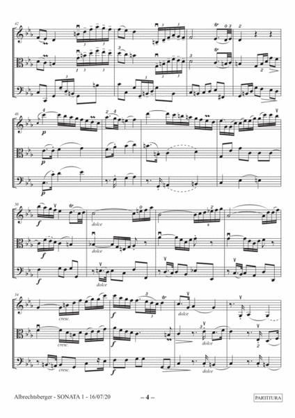 Albrechtsberger: Sonata n.1 Trio (violino, viola, violoncello/bassoon). Dr. Zoltan Paulinyi's editio image number null
