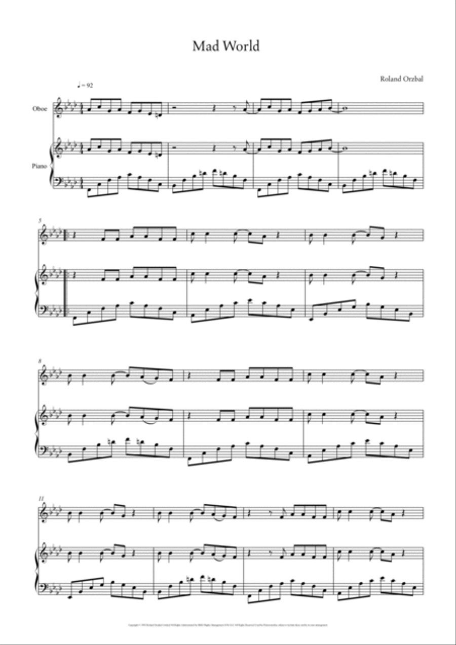 Mad World Woodwind Duet scores gallery preview page 2
