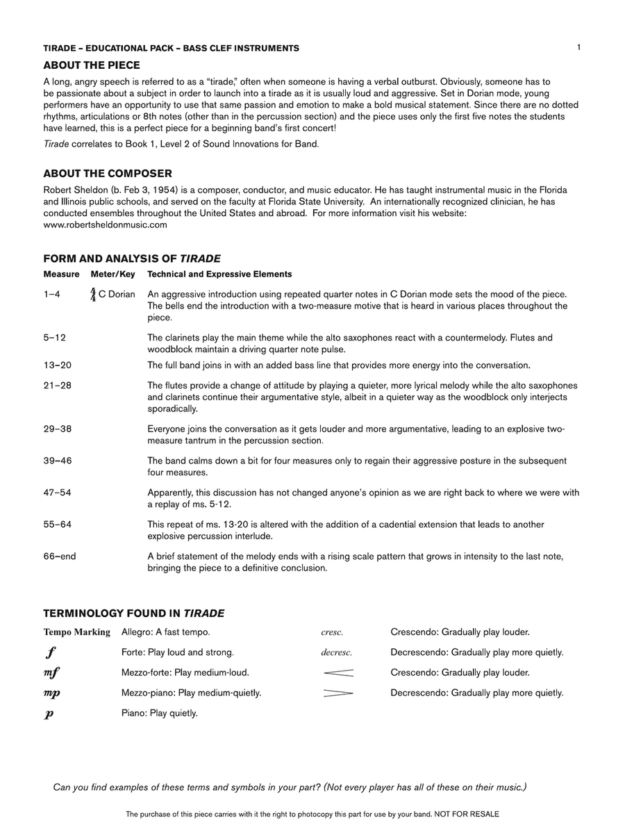 Tirade: Bass Clef Educational Pack