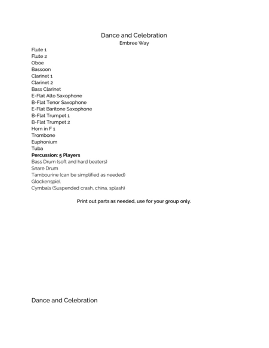 Dance and Celebration Concert Band scores gallery preview page 2