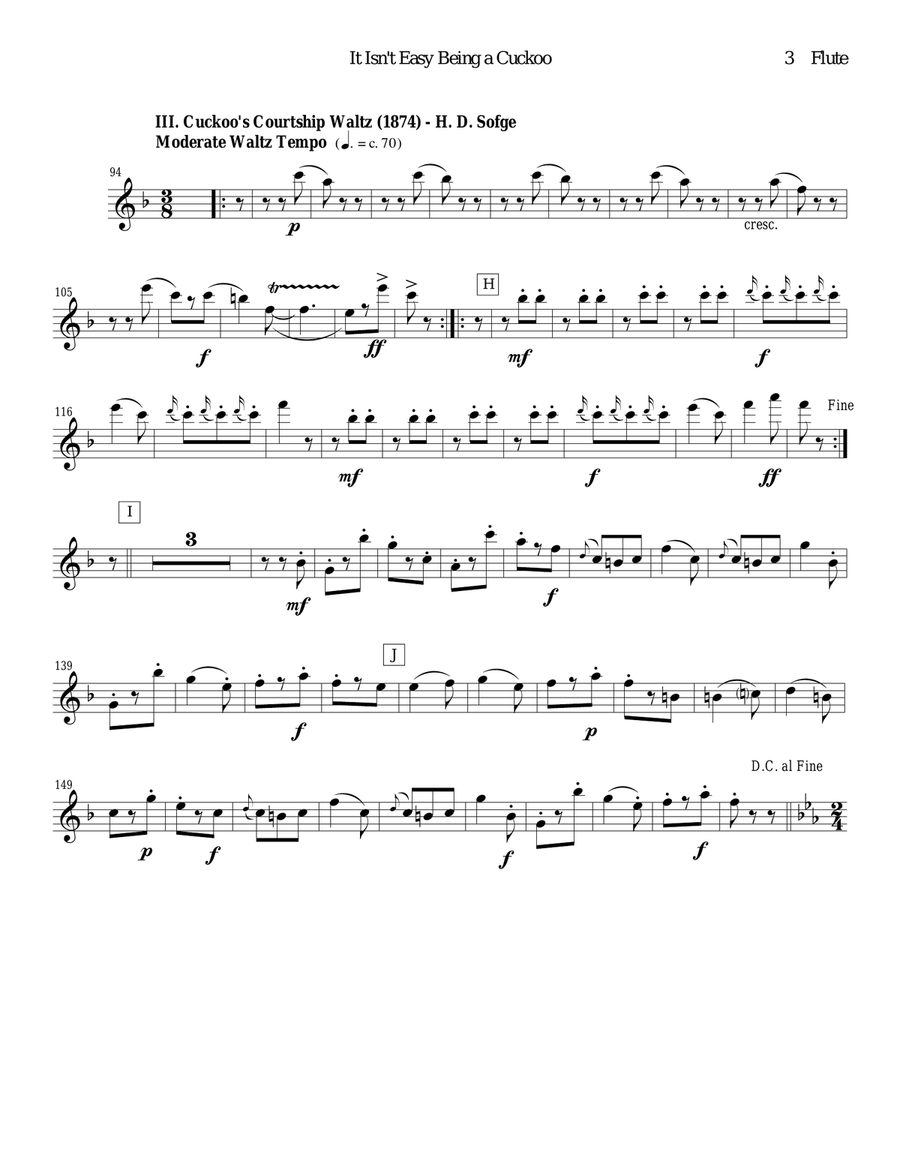 It Isn't Easy Being a Cuckoo for flute and clarinet duet Woodwind Duet scores gallery preview page 3