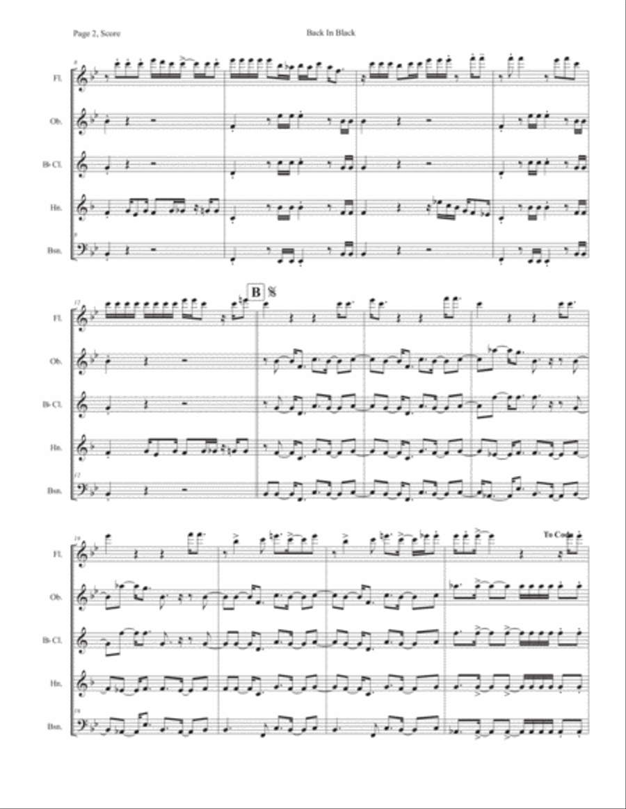 Back In Black Woodwind Quintet scores gallery preview page 2