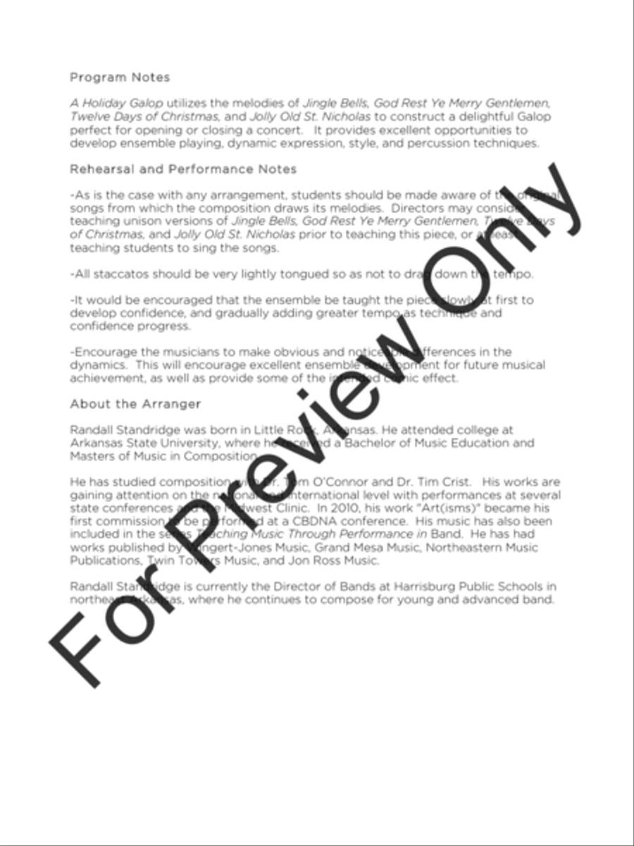 A Holiday Galop (Score) Concert Band scores gallery preview page 3