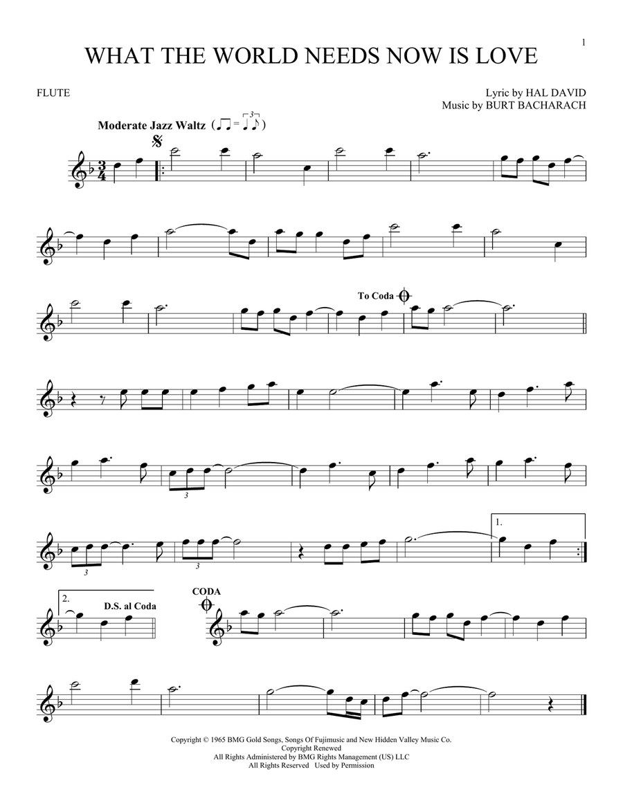 What The World Needs Now Is Love Flute Solo scores gallery preview page 1