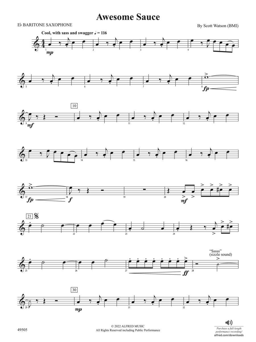 Awesome Sauce: E-flat Baritone Saxophone Concert Band scores gallery preview page 1