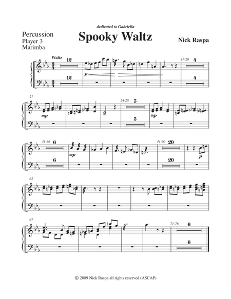 Spooky Waltz from Three Dances for Halloween - Percussion Player 3 part