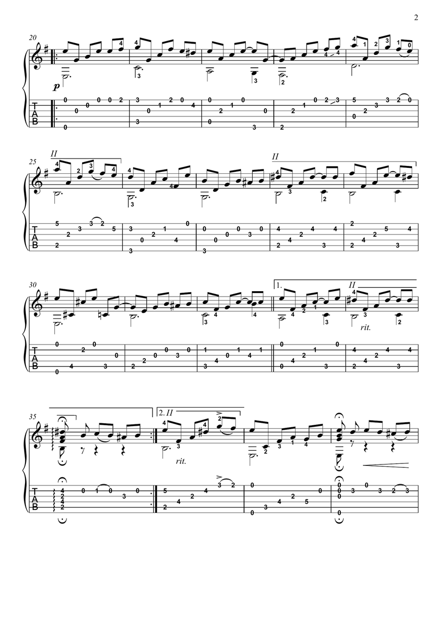 La Foule Classical Guitar scores gallery preview page 2