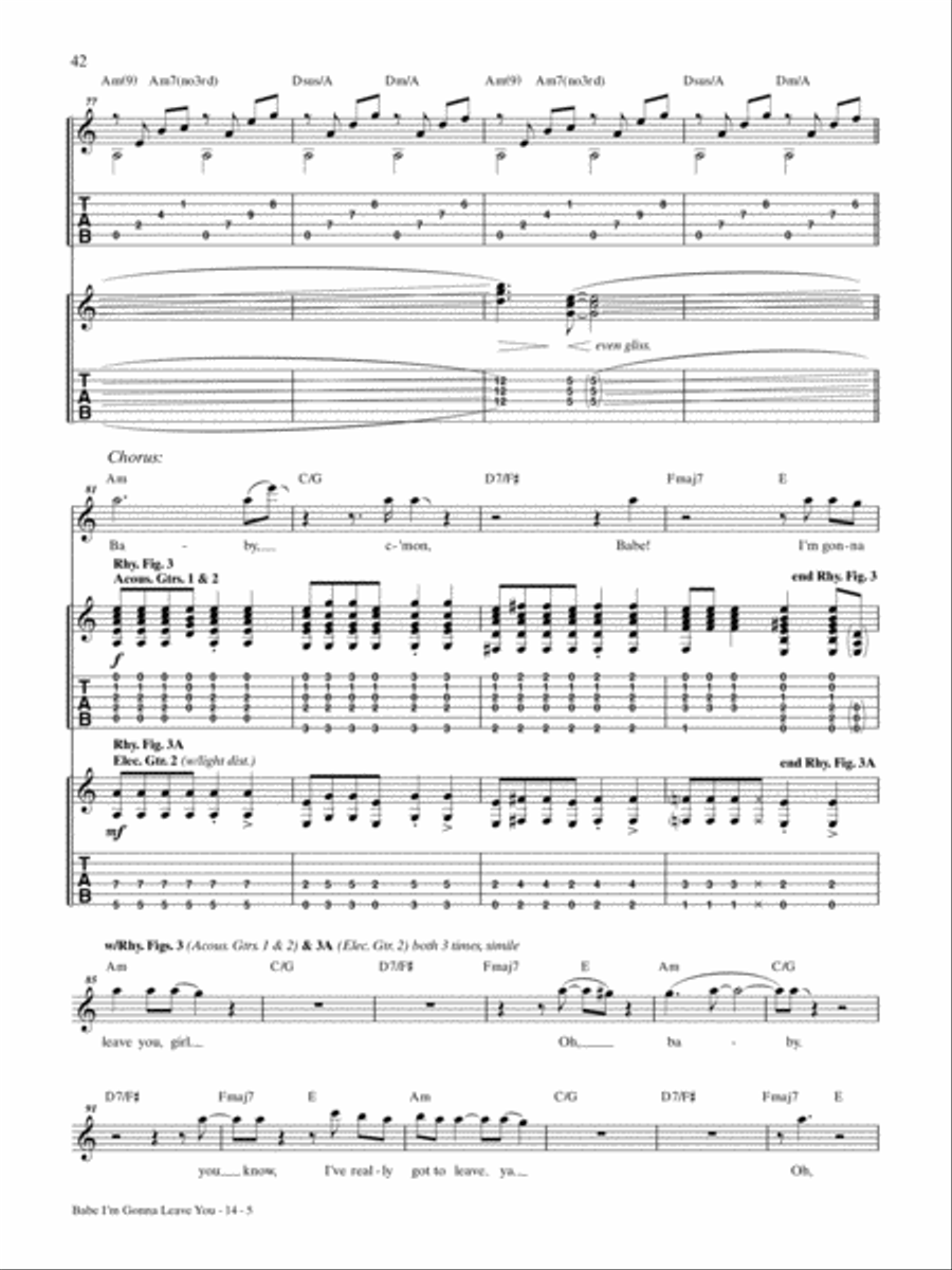Babe I'm Gonna Leave You Guitar Tablature scores gallery preview page 5
