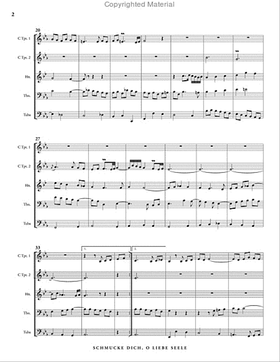 Schmucke Dich, O Liebe Seele (score & parts) Brass Quintet scores gallery preview page 3