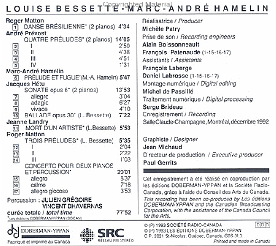 Louise Bessette, Marc-André Hamelin CD scores gallery preview page 2